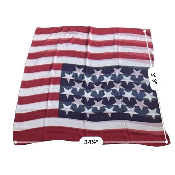 Patriotic Tattered America Flag Stars Red White Blue Infinity Loop Scarf Wrap 10 - Picture 3 of 3